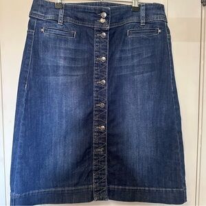 Olsen Europe Denim Button-Front Skirt, 4 Pockets, Preppy, Academia, Collegiate